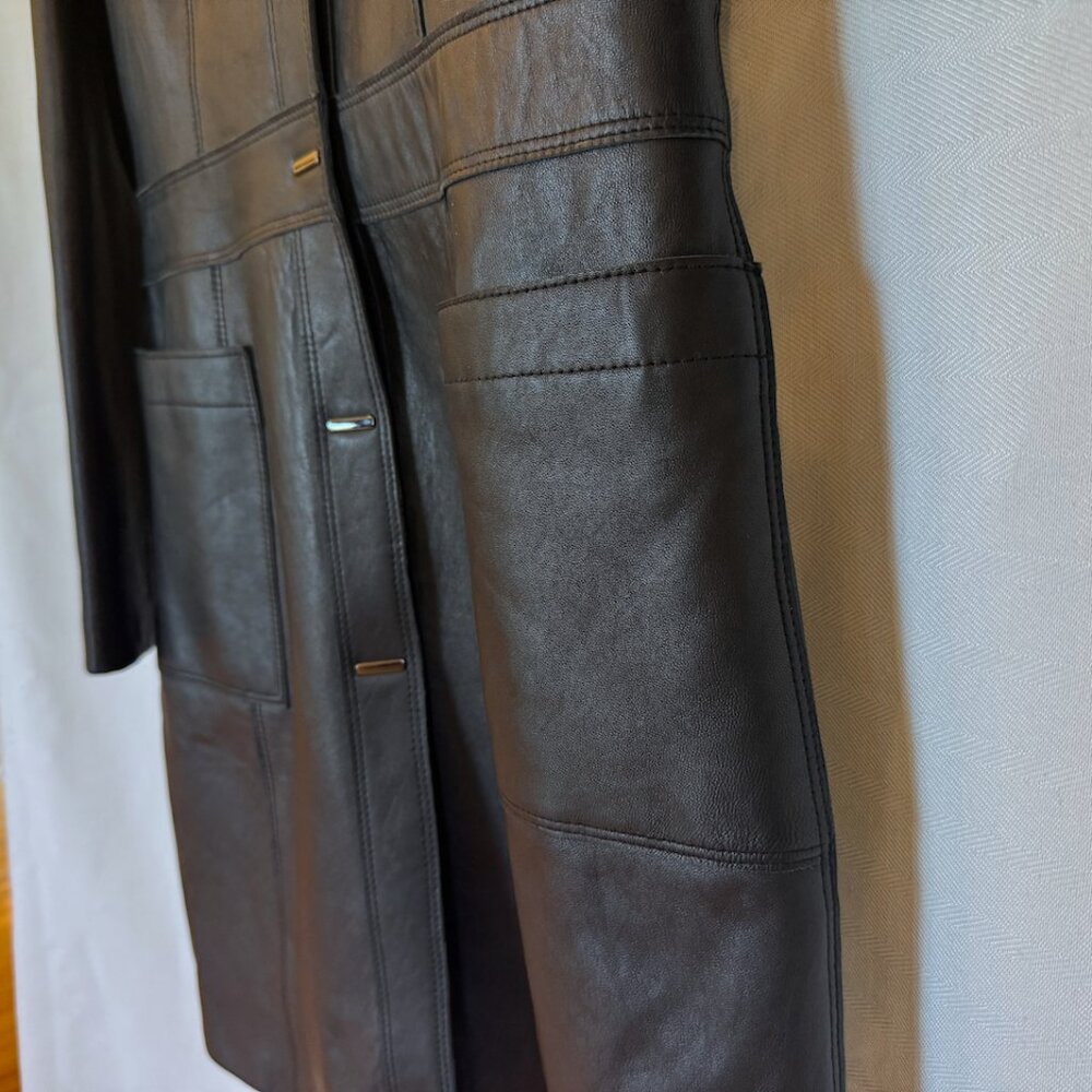 Artifacts Black Leather Jacket Coat Cool Snap Clo… - image 6